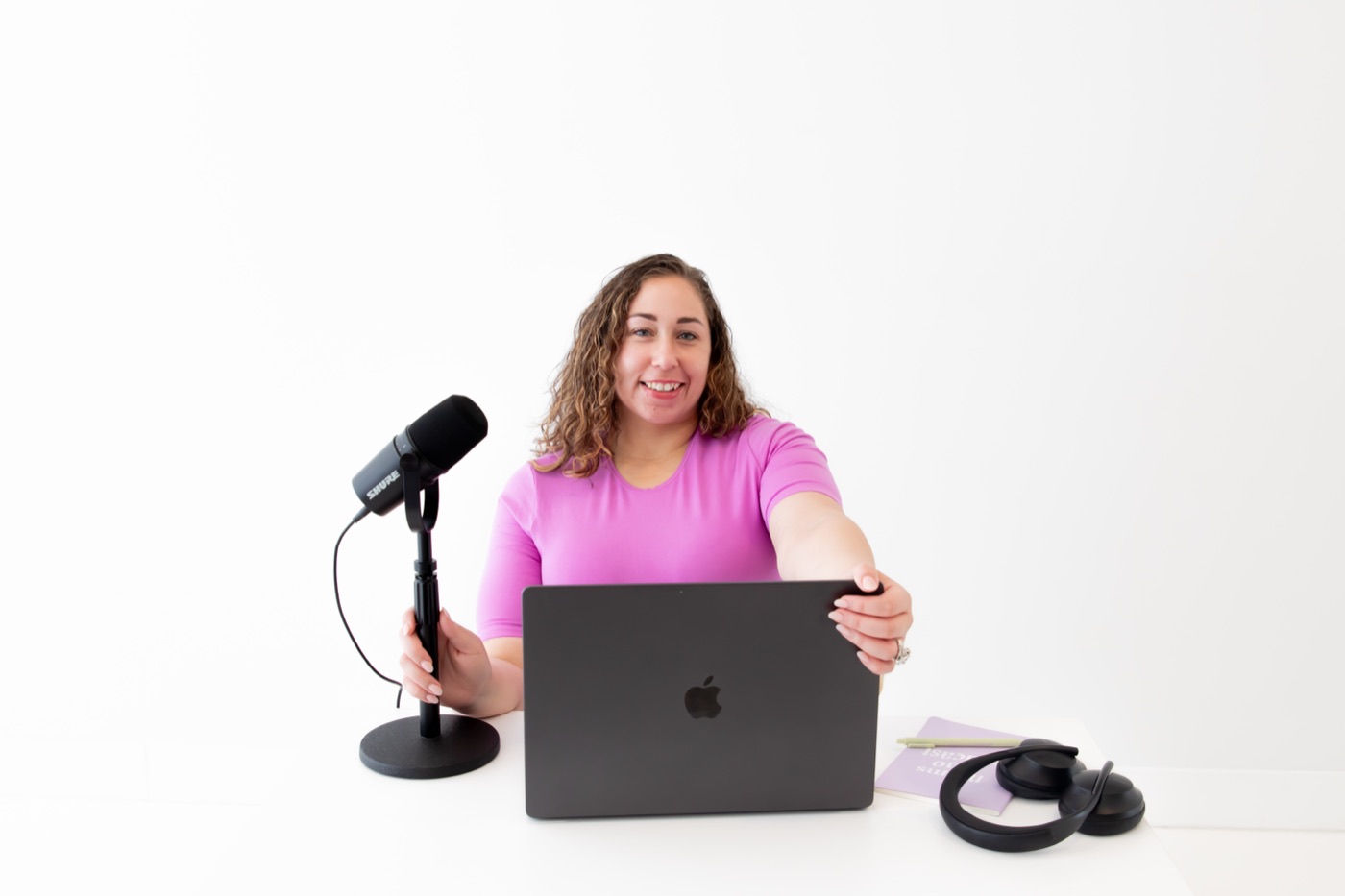 Pamela Krista at her microphone